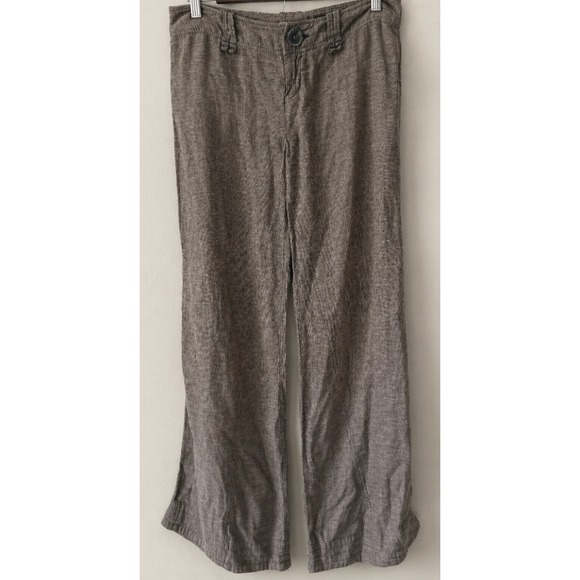 Free People Pants - Free‎ People Women's Flare Wide Leg V2K Vtg Pants Sz 2 Linen Low Rise Brown